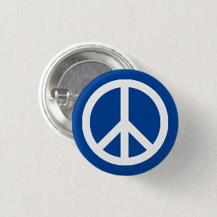 Peace symbol Anti War blue and white simple Button