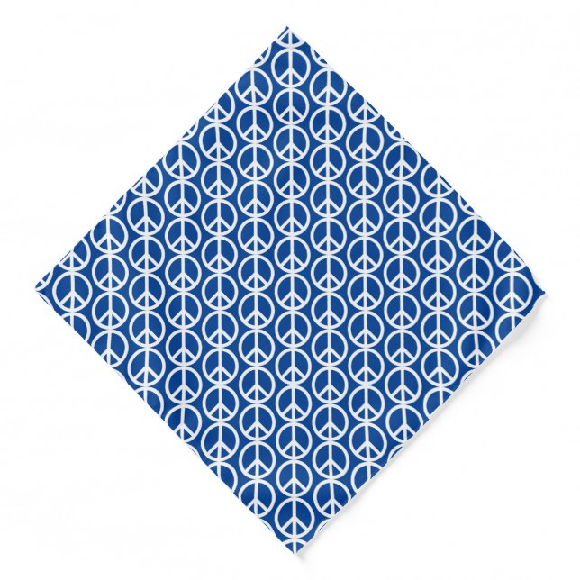 Peace symbol Anti War blue white pattern modern Bandana (Front)