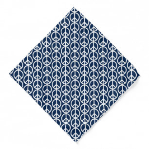 Peace symbol Anti War navy blue white pattern dog Bandana