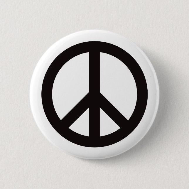 Peace Symbol - Black Pinback Button (Front)
