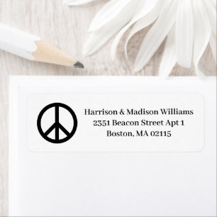 Peace symbol black & white custom Return Address Label