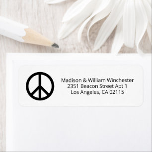 Peace symbol black white minimalist custom address label