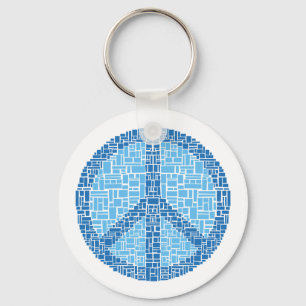 Peace Symbol (Blue) Keychain