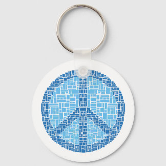 Peace Symbol (Blue) Keychain