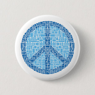 Peace Symbol (Blue) Pinback Button