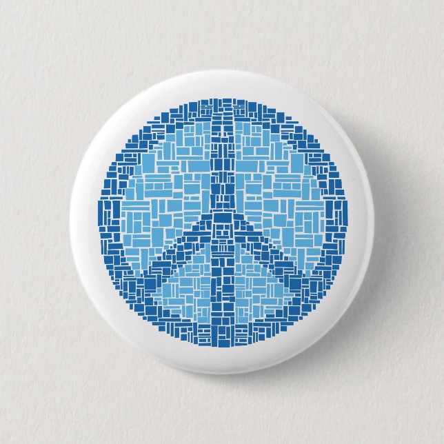 Peace Symbol (Blue) Pinback Button (Front)
