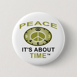 PEACE SYMBOL CLOCK Button (White)