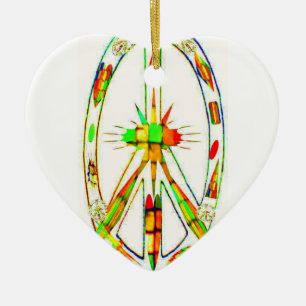 Peace Symbol Colored Glass Ceramic Ornament