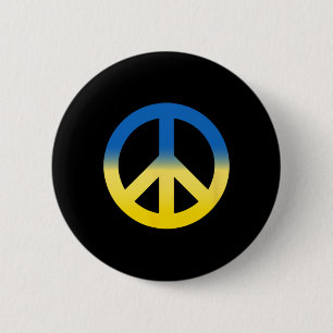 Peace Symbol - Colors Of Ukraine Flag With Peace S Button