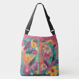 Peace symbol colourful crossbody bag