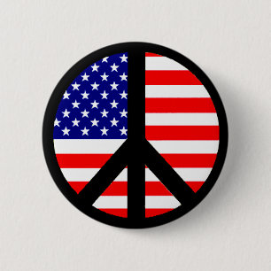Peace Symbol Flag Pinback Button