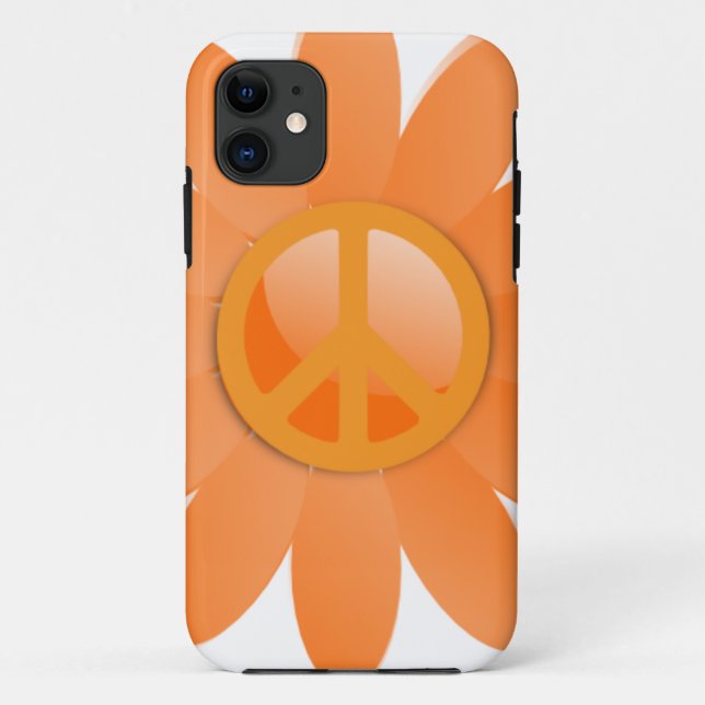 Peace Symbol Flower - Cantelope Orange Case-Mate iPhone Case (Back)