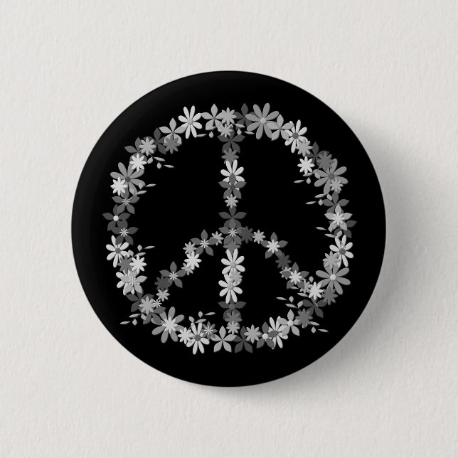 Peace symbol flower power button (Front)