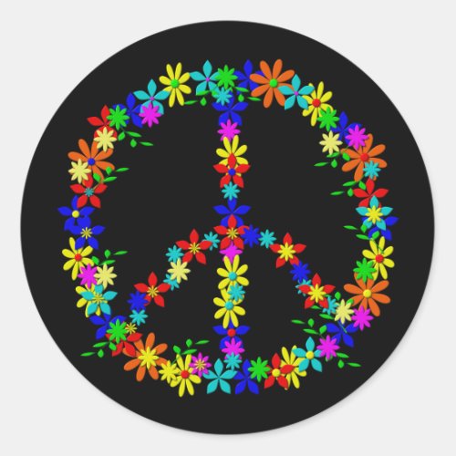 Peace Symbol Flower Power Classic Round Sticker