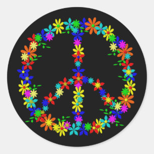 Peace Symbol Flower Power Classic Round Sticker