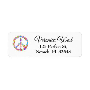 Peace Symbol Flower Power Colorful Design Label