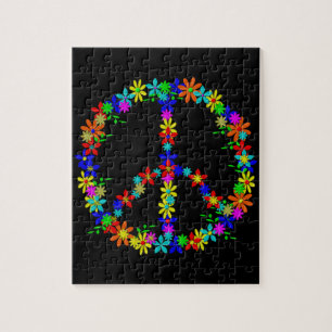 Peace Symbol Flower Power Jigsaw Puzzle