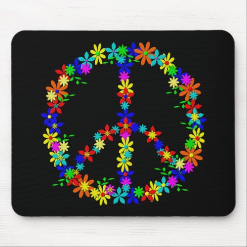 Peace Symbol Flower Power Mouse Pad