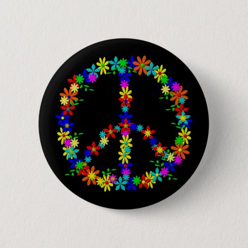 Peace Symbol Flower Power Pinback Button