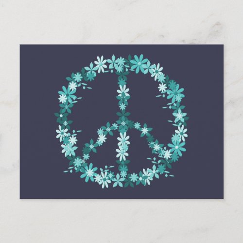 Peace symbol flower power postcard