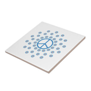 Peace Symbol Flowers Ceramic Tile