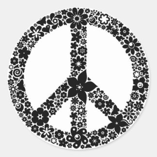Peace Symbol flowers Classic Round Sticker