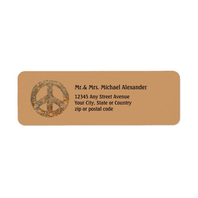 Peace Symbol Gold and Beige Label (Front)