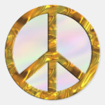PEACE symbol - GOLD | coloured light Classic Round Sticker