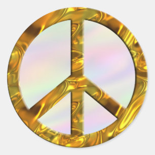 PEACE symbol - GOLD   coloured light Classic Round Sticker