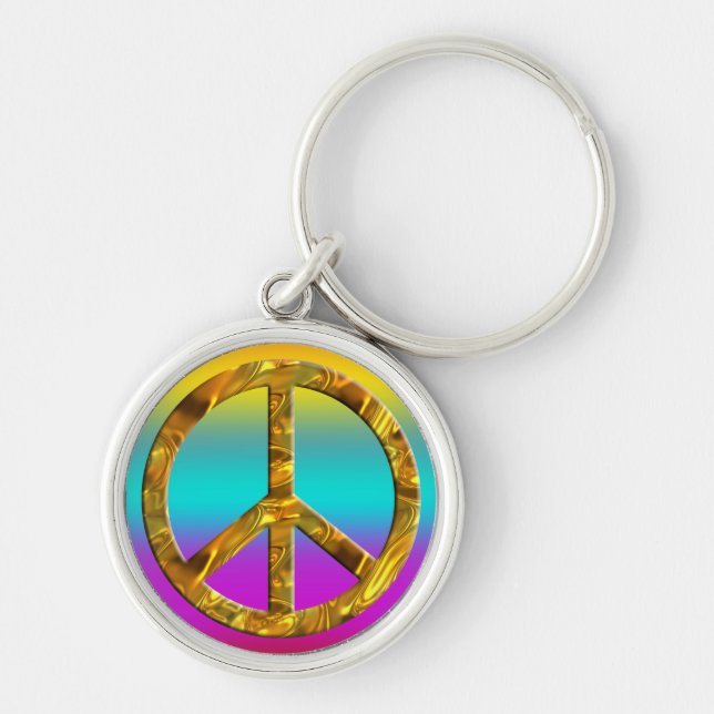 PEACE symbol - GOLD Keychain (Front)