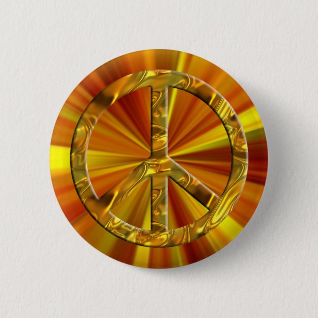 PEACE symbol - GOLD Pinback Button (Front)