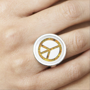 PEACE Symbol - gold Ring