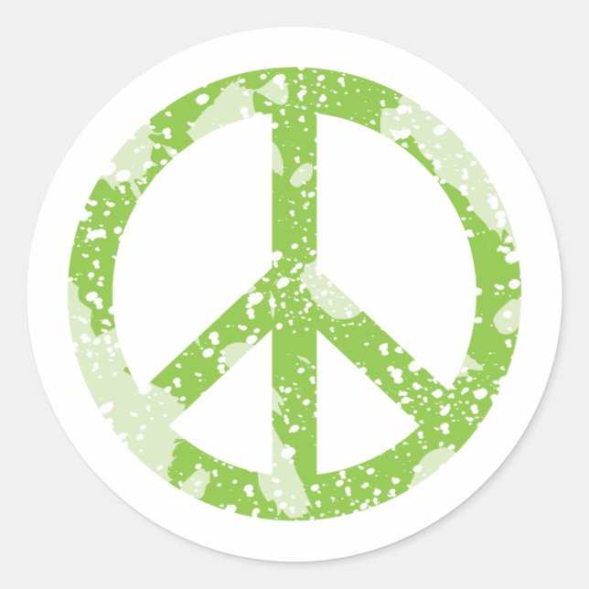 Peace Symbol (Green) Classic Round Sticker (Front)