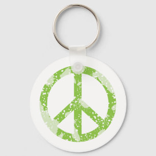Peace Symbol (Green) Keychain