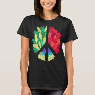 PEACE SYMBOL - Green Olive Branch and Red Heart T-Shirt