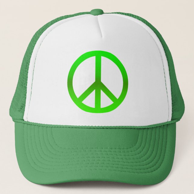 Peace Symbol Green Trucker Hat (Front)