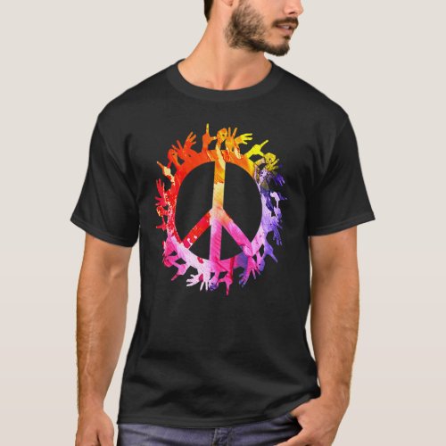 Peace Symbol Hand Sign  Tye Dye Awareness Tee