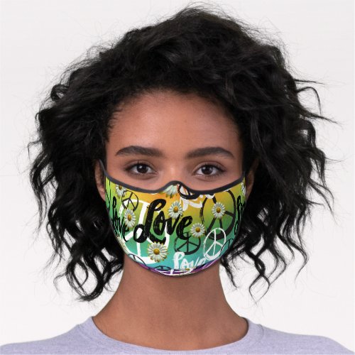 PEACE Symbol Hippie Daisy Flower LOVE Tie_Dye Premium Face Mask