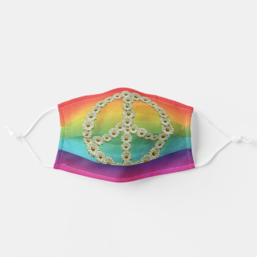 PEACE Symbol _ Hippie Flower Daisy Rainbow Tie_Dye Adult Cloth Face Mask