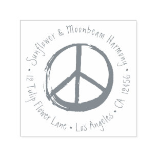 Peace Symbol Hippie Love 1960s Sign Return Address Self-inking Stamp