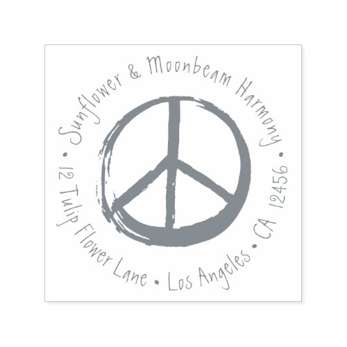 Peace Symbol Hippie Love 1960s Sign Return Address Self_inking Stamp