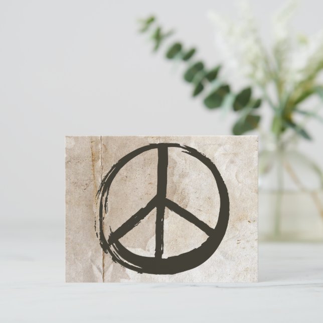 Peace Symbol Hippie Love Anti-War Sign Mud Rubble  Postcard (Standing Front)