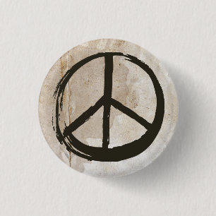 Peace Symbol Hippie Love No War Sign Mud Soiled Button