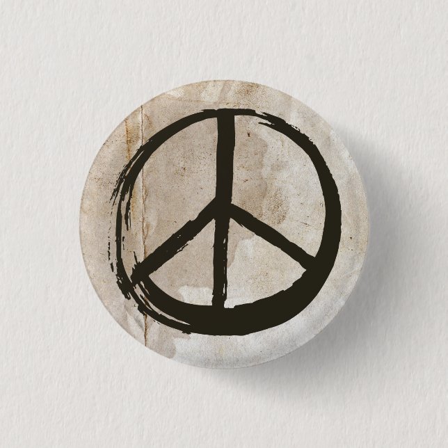 Peace Symbol Hippie Love No War Sign Mud Soiled Button (Front)