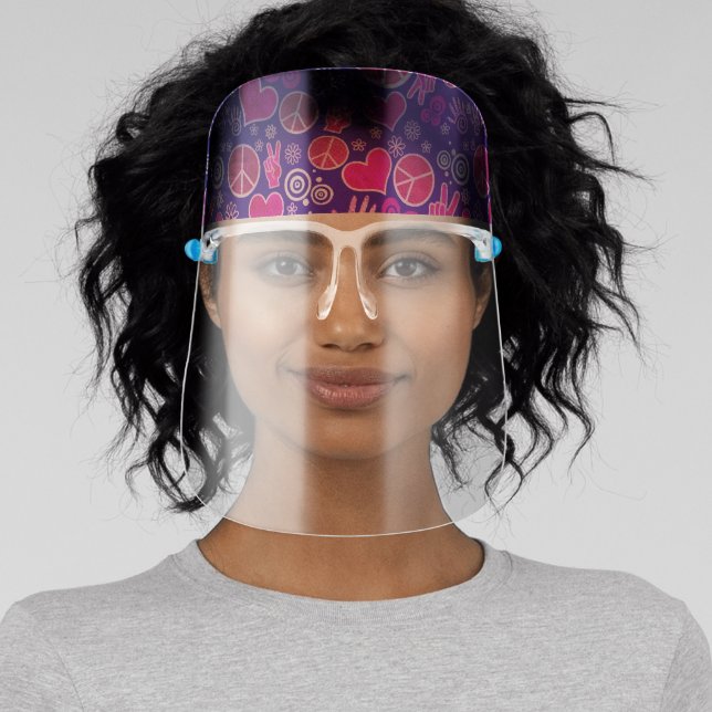 Peace Symbol Hipster Pacifism Pink Face Shield (Insitu)