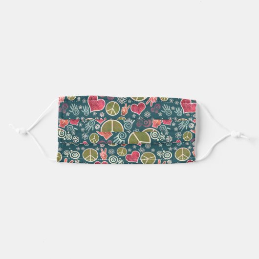 Peace Symbol Hipster Pacifism Sign Adult Cloth Face Mask (Front, Folded)