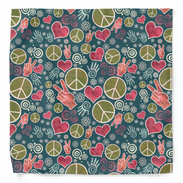 Peace Symbol Hipster Pacifism Sign Design Bandana (Front)