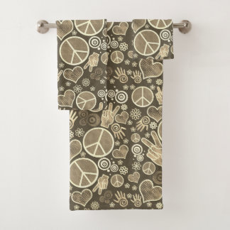 Peace Symbol Hipster Pacifism Sign Design Bath Towel Set