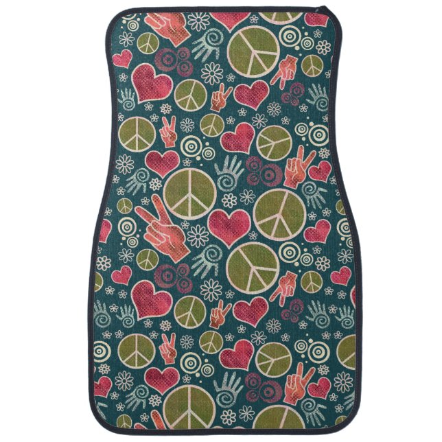 Peace Symbol Hipster Pacifism Sign Design Car Floor Mat (Front)