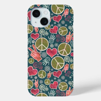 Peace Symbol Hipster Pacifism Sign Design Iphone 15 Case by ironydesigns at Zazzle